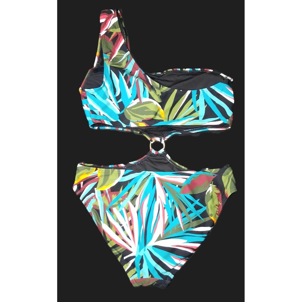 Vince Camuto Swimsuit One-Shoulder Ring-Trim One-Piece Size 12 - Picture 2 of 5